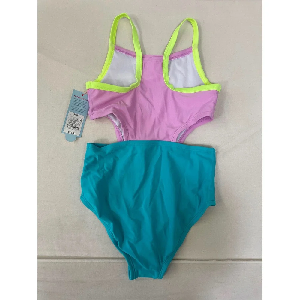 Cat & Jack Girls Colorblock Cutout One-Piece Swimsuit Size M 8 NWT